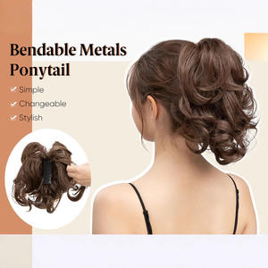Perruque en soie haute température pour le commerce extérieur, pince à cheveux, queue de cheval <span class=keywords><strong>courte</strong></span>, boucles en fibre chimique ajustables pour femmes, désordonnée, moelleuse, naturelle - Product Image 1