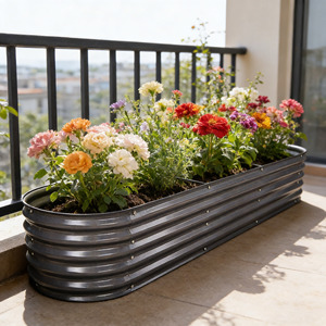 Potager surélevé ovale en acier galvanisé durable - Design moderne et écologique pour la culture de légumes et d'herbes à domicile - Product Image 2