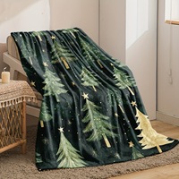 Couverture en flanelle à imprimé forêt de pin vert foncé, douce, chaude, légère, pour canapé, lit, camping, sieste, en polyester