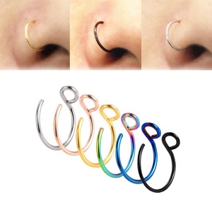 Hot Sale None Piercing Stainless Steel Faux Septum Nose <strong>Rings</strong> for Women Men <strong>Fake</strong> Fish Hook Nose <strong>Ring</strong> - Product Image 3