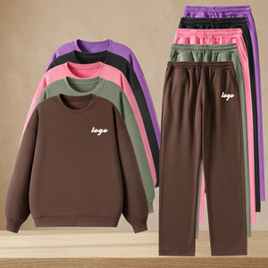 Ensemble de survêtement en molleton imprimé décontracté pour l'automne et l'hiver, pour hommes et femmes, pantalon large, ensemble de jogging, logo personnalisé, fabricant OEM - Product Image 3
