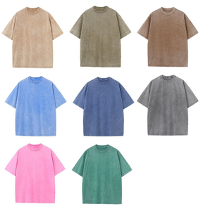 T-shirt Homme Manches Courtes Version Ample Rétro de la Première Source Factory, Coton Lourd 230g, Lavage Batik, Logo Personnalisable, Tendance - Product Image 3