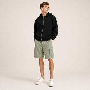 Sweat-shirt à capuche zippé noir pour homme, en coton épais, respirant, coupe classique, streetwear d'hiver - Product Image 4