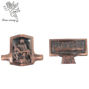 Ataúd Funerario <span class=keywords><strong>de</strong></span> Madera <span class=keywords><strong>de</strong></span> Caoba <span class=keywords><strong>de</strong></span> Alta Gama con Relieves <span class=keywords><strong>de</strong></span> la Última Cena y Estatua <span class=keywords><strong>de</strong></span> la Piedad, Interior Crema, Católico - Product Image 2