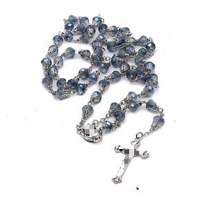 Collier chapelet en cristal Orchidée encre, Argent 925, Bijou unisexe pour cérémonie religieuse - Product Image 2
