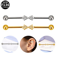 Gaby G23 Bijoux de piercing mode en titane, piercing à filetage externe, piercing plaqué or, barbell industriel avec nœuds