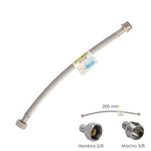 Tubo Flessibile in Acciaio Inox Maschio 3/8 - Femmina 3/8 - 200mm - Product Image 1