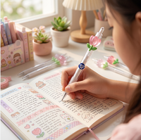 Stylo Gel Personnalisé OEM Mignon à Fleur 3D, Décoration Florale Kawaii, Stylo Bille Papeterie, Cadeau pour Étudiante, Vente en Gros