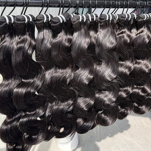 Raw Human Hair <b>Body</b> <b>Wave</b> Bundles Natural Color Soft Full Texture Double Weft Wholesale Supply Hair Extensions - Product Image 3