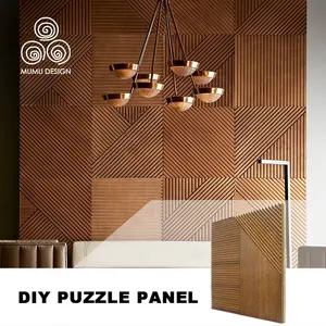 MUMU 3D Fashionable Cover Modern Architectural Indoor Design Siding Slat Headboard Living Room Wood Wall Panel