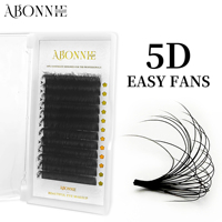 Abonnie C D Curl 0.07 Mix 5D Camellia Extension de Cils Auto Fan Cachemire Mat Noir Easy Fan Extensions de Cils