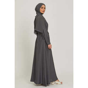 Abito Abaya estivo di Design personalizzato con Hijab morbido ciottoli taglio a ombrello chiuso ODM fornitura Logo personalizzato per Dubai - Product Image 4