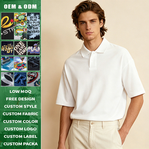 Custom Embroidered Print Pique Knit 100% Cotton Breathable Oversized Short Sleeve Unisex Summer Shirt Corporate Uniform Wear - Product Image 1