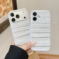 Coque de protection intégrale IMD à motif rayé pailleté pour iPhone 18 Pro Max, anti-rayures, ajustement parfait, échantillon