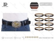 Ceinture en cuir de vache noirci avec boucle argentée 5,0 cm Style Western décontracté - Product Image 3
