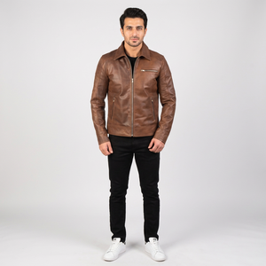 High Quality 100% <b>Leather</b> Material Full Sleeves Street Wear Professional Hot Sale <b>Men</b> New Design <b>Leather</b> <b>jacket</b> for <b>men</b> - Product Image 1