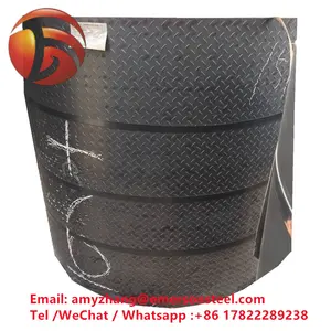 Hot Rolled A36 Q235B kumparan baja karbon Checker datar Astm A572 kelas 50 periksa Harga pelat kumparan lembaran baja