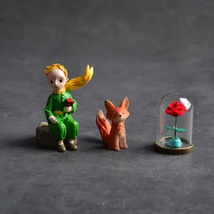 Figura de acción del Principito rosa, figurita de resina de zorro, modelo de colección, niña y niño muñeco para, regalo, decoración de escritorio para el hogar