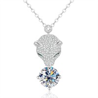 Collier Pendentif Tête de Panthère Moissanite Iced Out en Argent Sterling 925 Plaqué Or 1ct Multicolore Hip Hop Vente en Gros