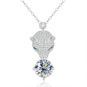 Collar con Colgante de Cabeza de <span class=keywords><strong>Pantera</strong></span> Iced Out con Moissanita, Plata de Ley 925 Bañada en Oro, 1ct Multicolor, Estilo Hip Hop, Venta al por Mayor - Product Image 4
