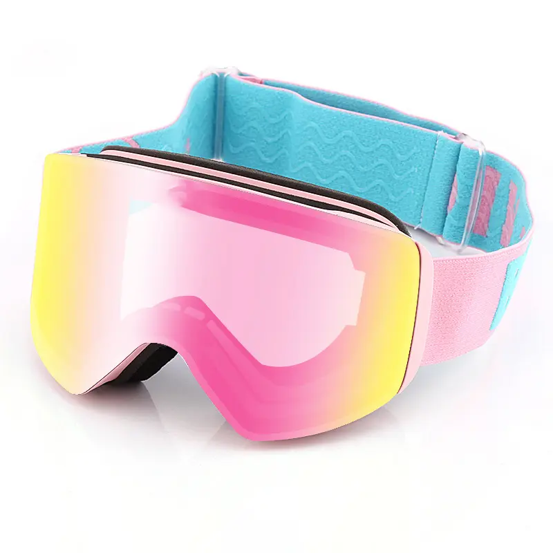 Kacamata Ski dengan Lensa Terpolarisasi Magnetik Lapisan Ganda, Kacamata Ski Anti-kabut UV400 Snowboard untuk Pria dan Wanita