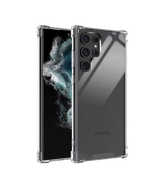 Hybrid Clear Shockproof Anti-Yellow Dirt-Resistant Bumper Phone Case for S22 Ultra S22 Soft TPU Back with Hard PC Front