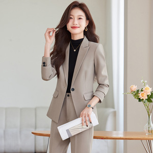 Women's Suit Set Three Quarter Sleeve <b>Wool</b> Blend Anti-Wrinkle Business Casual Office Lady Wear - Product Image 1