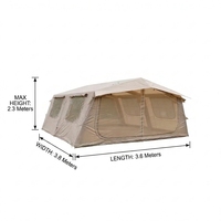 Tente Gonflable Familiale 13.68 3.6x3.8m en Oxford 420D avec Porte en U et Petit Fenêtre de Toit, Imperméable, Quatre Saisons, Portable et Légère, pour 5-6 Personnes