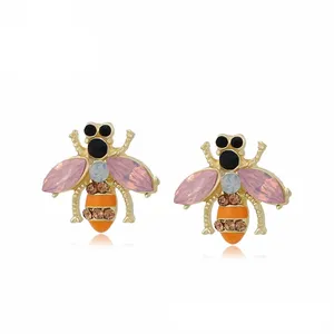 E-2032 Xu ping jewelry Fashionable Animal Collection Bee earrings with lovely style encrusted diamonds in 14K gold earrings