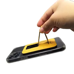 フィンガーグリップ付き携帯電話用カスタムデザインプレミアムレザー磁気カードホルダースタンド