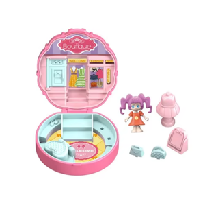 Jouets Babydoll pour enfants, maison de poupée miniature en plastique rose pour les garçons de 3 ans et plus - Product Image 1