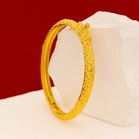 Bijoux pour Femme de Luxe Style Arabe du Moyen-Orient, Nouveauté Bracelets Joncs en Cuivre Plaqué Or 24K de Dubaï avec Gravure et Totem Floral Ajouré
