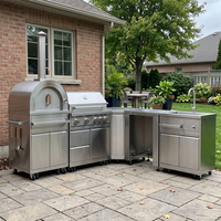 Cuisine extérieure modulaire OEM en acier inoxydable 304, armoire de cuisine extérieure antirouille, au toucher frais, îlot de barbecue pour jardin