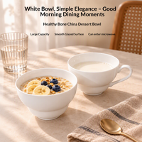 Tasses à café en porcelaine fine blanche, grande capacité, compatibles micro-ondes, pour le petit-déjeuner et le lait – Vente en gros et au détail