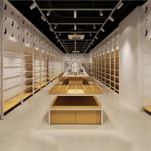 New Selling Modern Metal Wooden Display Shelf Racks Single-side Heavy Duty Supermarket Shelf With Cabinet