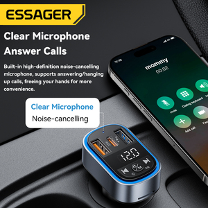 Essager F748 Màu Xanh Răng <span class=keywords><strong>FM</strong></span> <span class=keywords><strong>Transmitter</strong></span> Adapter <span class=keywords><strong>Car</strong></span> Kit Với Dual USB C Xe Sạc MP3 Máy Nghe Nhạc Hỗ Trợ TF Card & USB Đĩa - Product Image 3