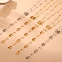 Nouveautés : Collier pendentif en chaîne à maillons plaqué or 18 carats PVD pour femmes, motif géométrique en forme de Y, bijoux fins en acier inoxydable