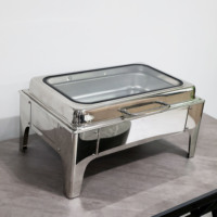 Nouveau Design Pliable Luxe 9L Acier Inoxydable Chaufferette à Alcool Ensemble de Traiteur Plats Chauds de Réchaud de Buffet avec Arrêt Automatique