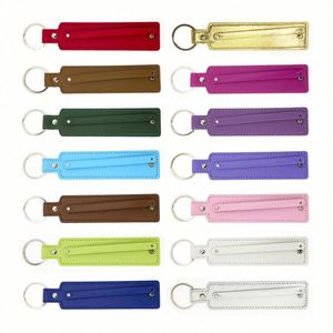 Custom Luxury PU <b>Leather</b> <b>Keychain</b> with Custom Logo Rhinestones Ornaments Metal Hard Enamel Accessories Durable Rectangular Shape - Product Image 4
