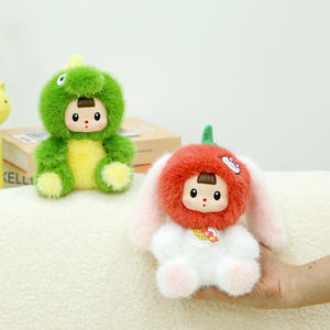 Mignon Vinyle Visage En Peluche Poupées Personnalisées Belle Raton Laveur Dinosaure Fraise Lapin Animal En Peluche Poupée Peluche - Product Image 5