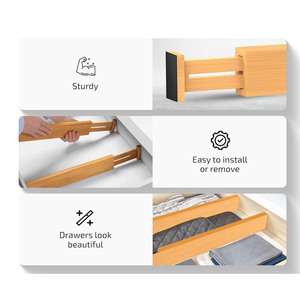 Séparateur et organisateur de <span class=keywords><strong>tiroir</strong></span> en <span class=keywords><strong>bambou</strong></span> réglable Séparateur et organisateur d'espace de salon et de cuisine - Product Image 6