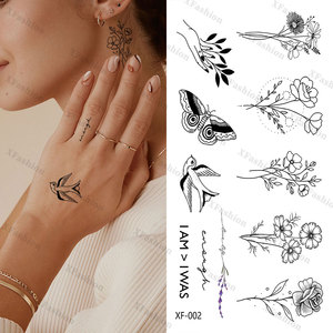 Tatouages temporaires personnalisables imperméables Xfashion, fleurs, femmes, cou, <span class=keywords><strong>bras</strong></span>, noir, petite branche, rose, <span class=keywords><strong>floral</strong></span>, tournesol, <span class=keywords><strong>tatouage</strong></span> sauvage - Product Image 6