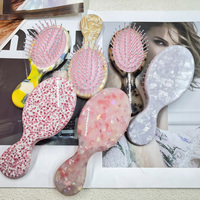 Brosse démêlante personnalisée avec logo pour cheveux bouclés, en acétate de cellulose, pour cheveux secs ou mouillés, peigne à coussin antistatique, moins de casse