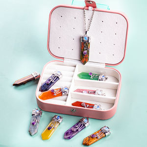 Nouveau Style de pierre naturelle collier en forme d'épée pendule coniques pendentifs avec chaîne guérison Chakra Quartz <span class=keywords><strong>Rose</strong></span> bijoux oeil de tigre - Product Image 4