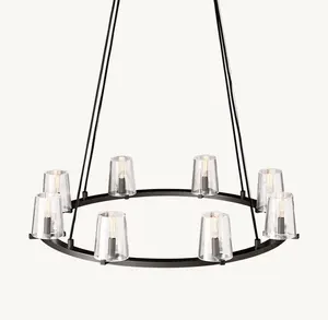 Sunwe Modern Glass Chandelier Indoor Light Home Black 36 Inch Pauillac Round Chandelier