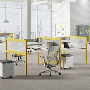 Modern 4-Person Office Furniture Professional Workstation <b>Desk</b> with Wood Panel Style for the Modern Office - Product Image 2