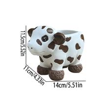 Pot Bunga Hewan Lucu Sapi Dataran Tinggi Resin Figurine Dekoratif Rustic untuk Meja Balkon Halaman Belakang Taman Ornamen Rumah Teras