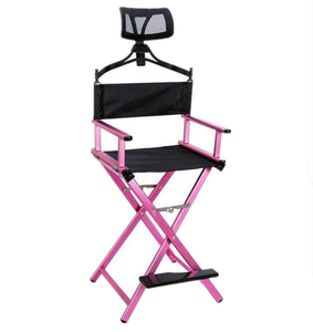 Foldable Metal Directors Chair Adjustable Height Folding Seat with Headrest Portable Salon Makeup Chair - Product Image 4