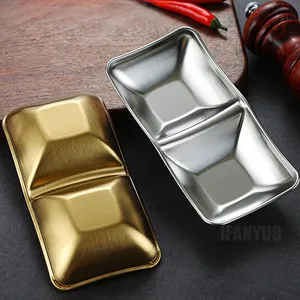 Assiette <span class=keywords><strong>de</strong></span> service multi-compartiments en acier inoxydable pour sauces, assaisonnements, soja et vinaigre, idéale pour hot pot, barbecue et service <span class=keywords><strong>de</strong></span> <span class=keywords><strong>table</strong></span> en cuisine - Product Image 5
