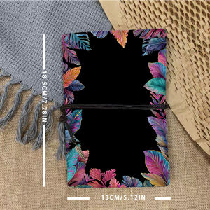 Cuaderno A6 de estilo vintage, papel grueso de 160 páginas, regalo pensativo <span class=keywords><strong>para</strong></span> registros de reuniones de recursos humanos con hojas <span class=keywords><strong>tropicales</strong></span> coloridas en Blac - Product Image 4